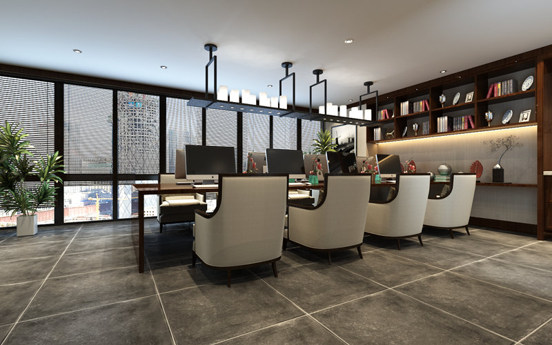 新中式<a href=http://m.tw1o.cn/tags-457.html target=_blank class=infotextkey>办公室装饰设计</a>效果图